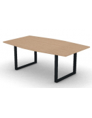 Tavolo riunione piano sagomato in melaminico spessore mm25 e gamba metallica ad anello chiuso -Colori a scelta- cm 200x120x74h