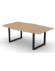Tavolo riunione piano sagomato in melaminico spessore mm25 e gamba metallica ad anello chiuso -Colori a scelta- cm 200x120x74h