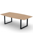 Tavolo riunione piano sagomato in melaminico spessore mm25 e gamba metallica ad anello chiuso -Colori a scelta- cm 220x120x74h