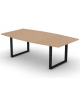 Tavolo riunione piano sagomato in melaminico spessore mm25 e gamba metallica ad anello chiuso -Colori a scelta- cm 220x120x74h