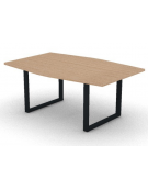 Tavolo riunione piano sagomato in melaminico spessore mm30 e gamba metallica ad anello chiuso -Colori a scelta- cm 180x120x74,5h