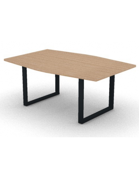 Tavolo riunione piano sagomato in melaminico spessore mm30 e gamba metallica ad anello chiuso -Colori a scelta- cm 180x120x74,5h