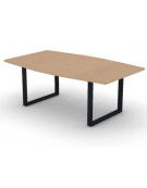 Tavolo riunione piano sagomato in melaminico spessore mm30 e gamba metallica ad anello chiuso -Colori a scelta- cm 200x120x74,5h