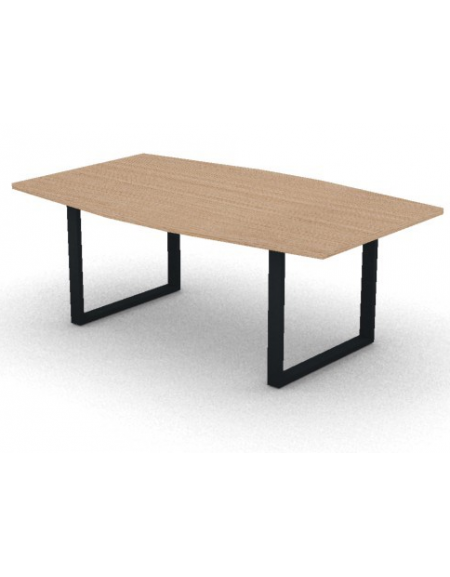 Tavolo riunione piano sagomato in melaminico spessore mm30 e gamba metallica ad anello chiuso -Colori a scelta- cm 200x120x74,5h