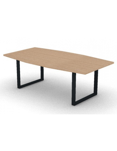 Tavolo riunione piano sagomato in melaminico spessore mm30 e gamba metallica ad anello chiuso -Colori a scelta- cm 220x120x74,5h