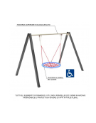 Altalena inclusiva per disabili con cestone - pali in legno termotrattato - cm 376x227x255h