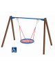 Altalena inclusiva per disabili con cestone - pali in alluminio rifinito in legno light - cm 376x227x255h