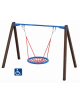 Altalena inclusiva per disabili con cestone - pali in alluminio rifinito in legno dark - cm 376x227x255h