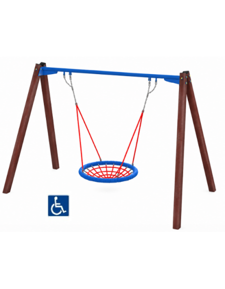 Altalena inclusiva per disabili con cestone - pali in plastica riciclata - cm 376x227x255h