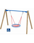 Altalena inclusiva per disabili con cestone - pali in legno termotrattato - cm 376x227x255h