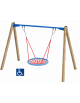 Altalena inclusiva per disabili con cestone - pali in legno termotrattato - cm 376x227x255h