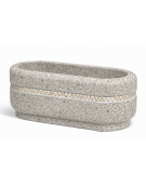 Fioriera ovale per esterno in cemento calcestruzzo colore Grigio sabbiato - con greca decorativa - cm 90x45x45h - Conforme CAM