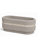Fioriera ovale per esterno in cemento calcestruzzo colore Bianco sabbiato - con greca decorativa - cm 90x45x45h - Conforme CAM