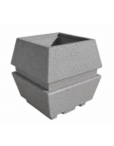 Fioriera forma quadra in cemento calcestruzzo per esterno - colore Grigio pietra - cm 98x98x104h  - Conforme ai CAM