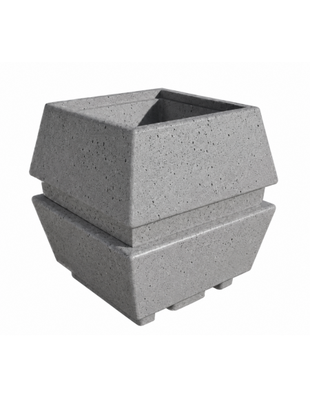 Fioriera forma quadra in cemento calcestruzzo per esterno - colore Grigio pietra - cm 98x98x104h  - Conforme ai CAM