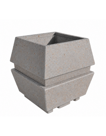 Fioriera forma quadra in cemento calcestruzzo per esterno - colore Grigio travertino - cm 98x98x104h - Conforme ai CAM