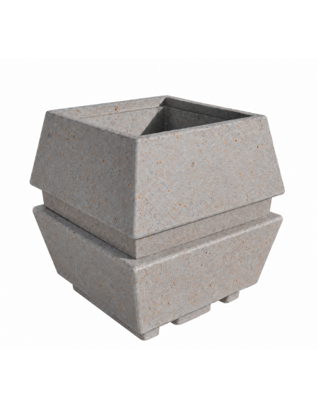 Fioriera forma quadra in cemento calcestruzzo per esterno - colore Grigio travertino - cm 98x98x104h - Conforme ai CAM