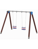Altalena con 2 seggiolini a cestello - struttura in plastica riciclata - Dimensioni cm 376x227x255h