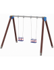 Altalena con 2 seggiolini a cestello - struttura in plastica riciclata - Dimensioni cm 376x227x255h