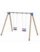 Altalena con 2 seggiolini a cestello - struttura in legno termotrattato - Dimensioni cm 376x227x255h