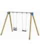 Altalena struttura in legno termotrattato con 1 seggiolino a cestello e 1 a tavoletta - cm 376x227x255h