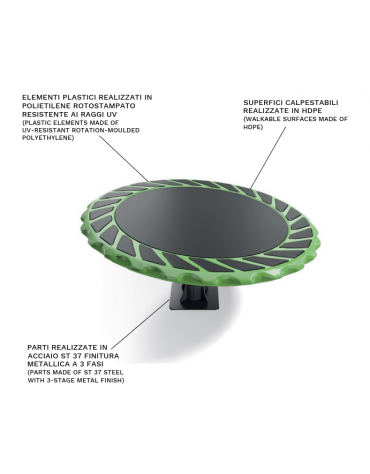 Giostra rotante spinner realizzata in HDPE antiscivolo - Basamento con elementi in acciaio - Diametro cm 180