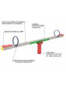 Bilico con seggiolini 2 posti con struttura in alluminio rifinito in legno light - cm 306x30x77h