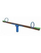 Bilico con seggiolini 2 posti con struttura in alluminio rifinito in legno light - cm 306x30x77h