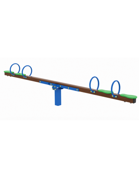 Bilico con seggiolini 4 posti con struttura in alluminio rifinito in legno light - cm 406x30x77h