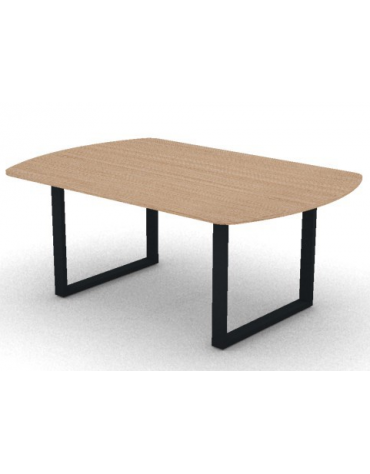 Tavolo riunione piano ovale in melaminico spessore mm 18 e gamba metallica ad anello chiuso - Colori a scelta - cm 180x120x73,5h