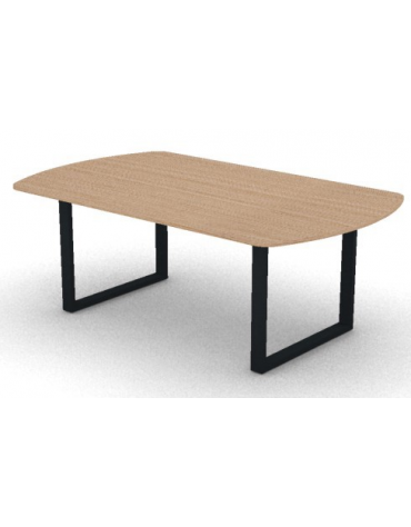 Tavolo riunione piano ovale in melaminico spessore mm 18 e gamba metallica ad anello chiuso - Colori a scelta - cm 200x120x73,5h