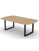Tavolo riunione piano ovale in melaminico spessore mm 18 e gamba metallica ad anello chiuso - Colori a scelta - cm 220x120x73,5h