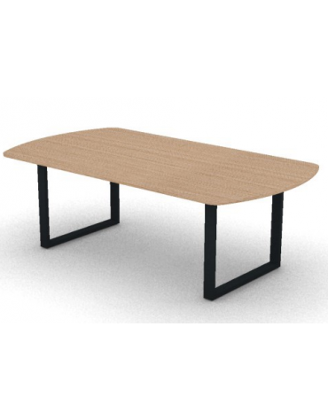 Tavolo riunione piano ovale in melaminico spessore mm 18 e gamba metallica ad anello chiuso - Colori a scelta - cm 220x120x73,5h