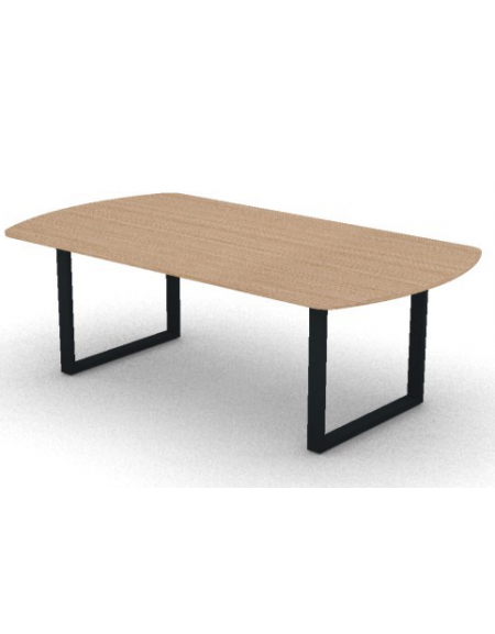 Tavolo riunione piano ovale in melaminico spessore mm 18 e gamba metallica ad anello chiuso - Colori a scelta - cm 220x120x73,5h