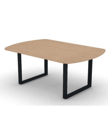 Tavolo riunione piano ovale in melaminico spessore mm 25 e gamba metallica ad anello chiuso - Colori a scelta - cm 180x120x74h