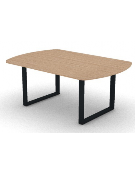 Tavolo riunione piano ovale in melaminico spessore mm 25 e gamba metallica ad anello chiuso - Colori a scelta - cm 180x120x74h