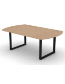 Tavolo riunione piano ovale in melaminico spessore mm 25 e gamba metallica ad anello chiuso - Colori a scelta - cm 200x120x74h