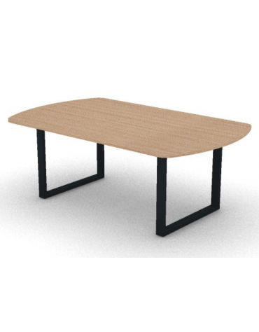 Tavolo riunione piano ovale in melaminico spessore mm 25 e gamba metallica ad anello chiuso - Colori a scelta - cm 200x120x74h