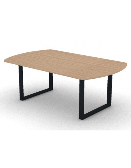 Tavolo riunione piano ovale in melaminico spessore mm 25 e gamba metallica ad anello chiuso - Colori a scelta - cm 200x120x74h