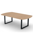 Tavolo riunione piano ovale in melaminico spessore mm 25 e gamba metallica ad anello chiuso - Colori a scelta - cm 220x120x74h