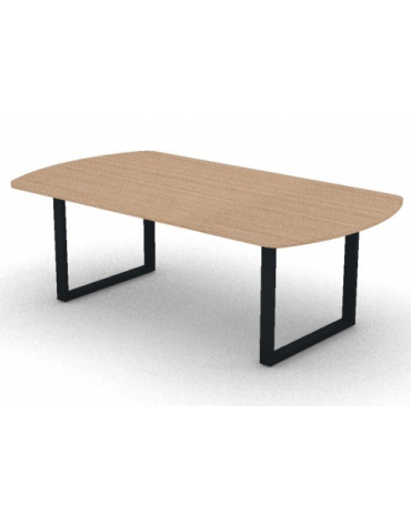 Tavolo riunione piano ovale in melaminico spessore mm 25 e gamba metallica ad anello chiuso - Colori a scelta - cm 220x120x74h
