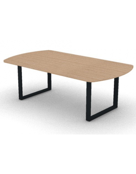 Tavolo riunione piano ovale in melaminico spessore mm 25 e gamba metallica ad anello chiuso - Colori a scelta - cm 220x120x74h