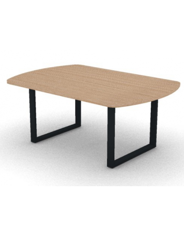 Tavolo riunione piano ovale in melaminico spessore mm 30 e gamba metallica ad anello chiuso - Colori a scelta - cm 180x120x74,5h