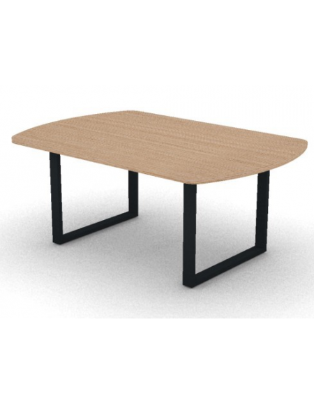 Tavolo riunione piano ovale in melaminico spessore mm 30 e gamba metallica ad anello chiuso - Colori a scelta - cm 180x120x74,5h