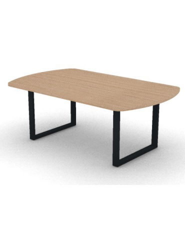 Tavolo riunione piano ovale in melaminico spessore mm 30 e gamba metallica ad anello chiuso - Colori a scelta - cm 200x120x74,5h