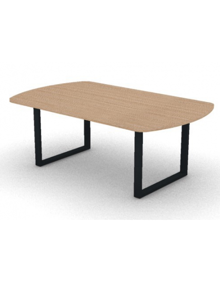 Tavolo riunione piano ovale in melaminico spessore mm 30 e gamba metallica ad anello chiuso - Colori a scelta - cm 200x120x74,5h
