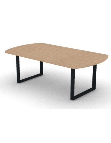 Tavolo riunione piano ovale in melaminico spessore mm 30 e gamba metallica ad anello chiuso - Colori a scelta - cm 220x120x74,5h