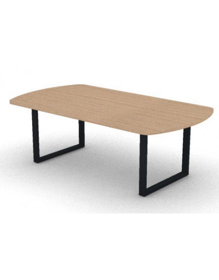 Tavolo riunione piano ovale in melaminico spessore mm 30 e gamba metallica ad anello chiuso - Colori a scelta - cm 220x120x74,5h