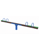 Bilico con seggiolini 4 posti con struttura in alluminio rifinito in legno dark - cm 406x30x77h