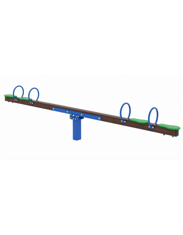 Bilico con seggiolini 4 posti con struttura in alluminio rifinito in legno dark - cm 406x30x77h